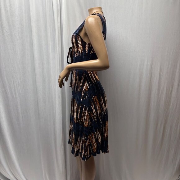 Venus Lascana Dress Womens Sz Small Blue Rust Soft V-Neck Sleeveless Knee Length - Picture 3 of 9